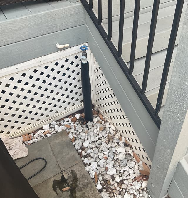A Leaking Hose Bibb Caught on a VIP Visit in Austin — before